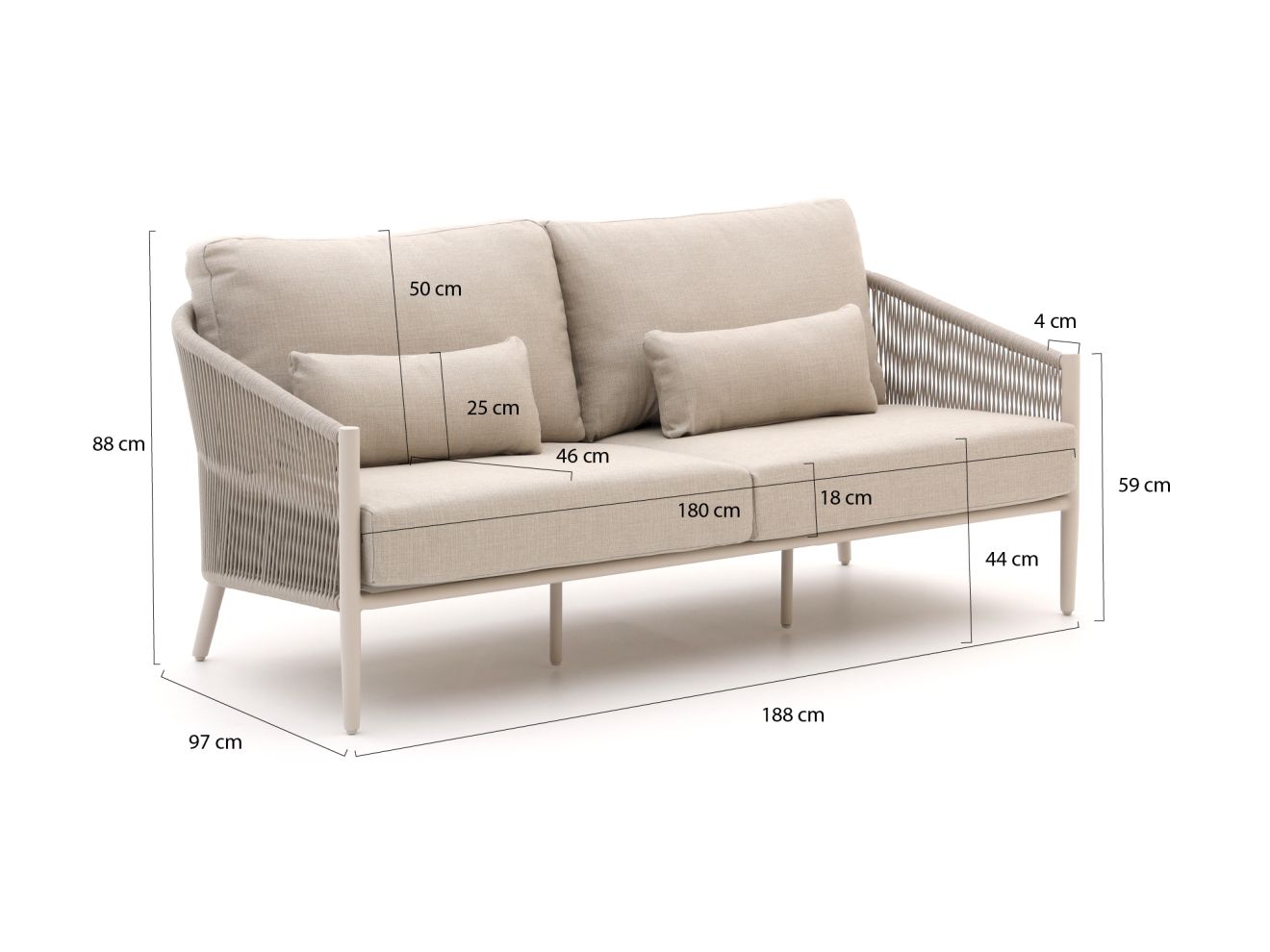 Bellagio Mineo Gartensofa 2,5-Sitzer 192 cm günstig online kaufen