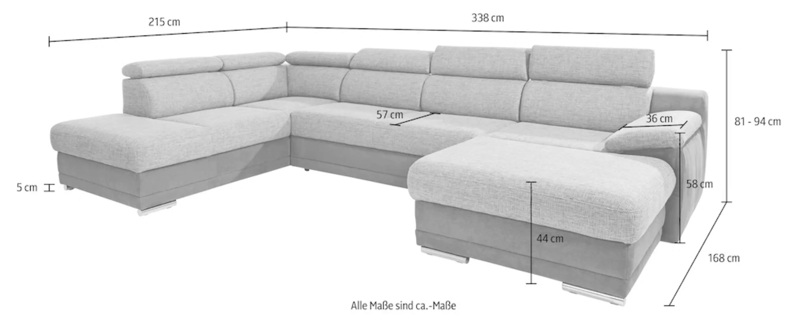 sit&more Wohnlandschaft Xenia U-Form, wahlweise mit Bettfunktion günstig online kaufen