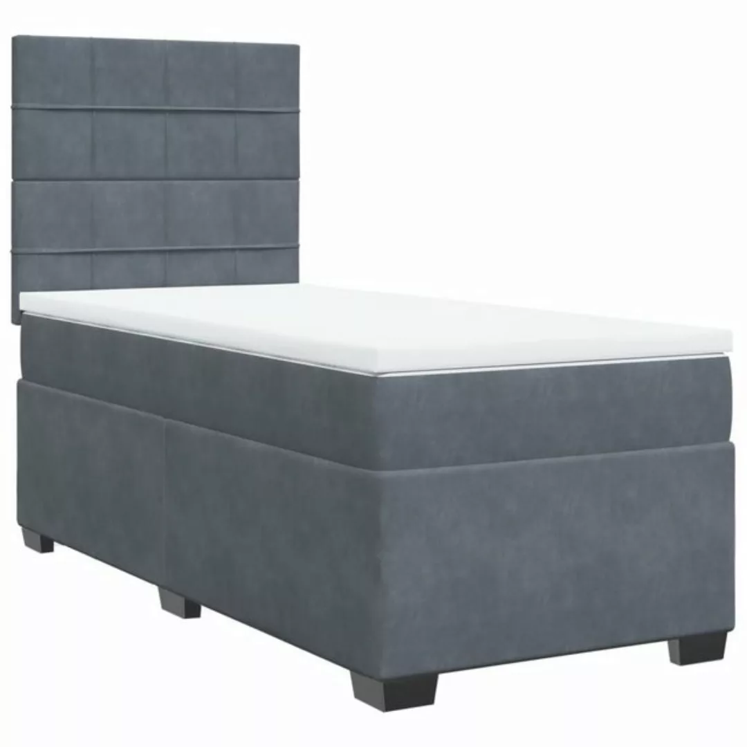 vidaXL Boxspringbett, Boxspringbett mit Matratze Dunkelgrau 100x200 cm Samt günstig online kaufen