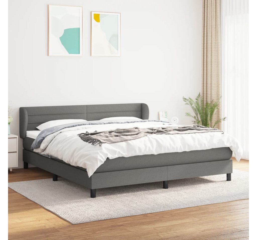 vidaXL Boxspringbett Boxspringbett mit Matratze Dunkelgrau 160x200 cm Stoff günstig online kaufen