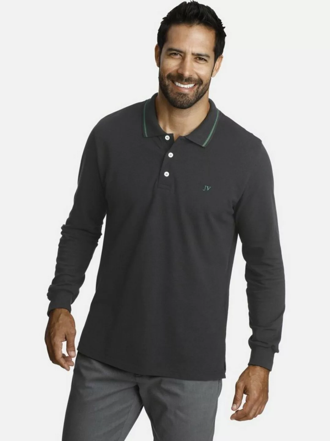 Jan Vanderstorm Langarm-Poloshirt ELLIS in hochwertiger Pikee-Qualität günstig online kaufen