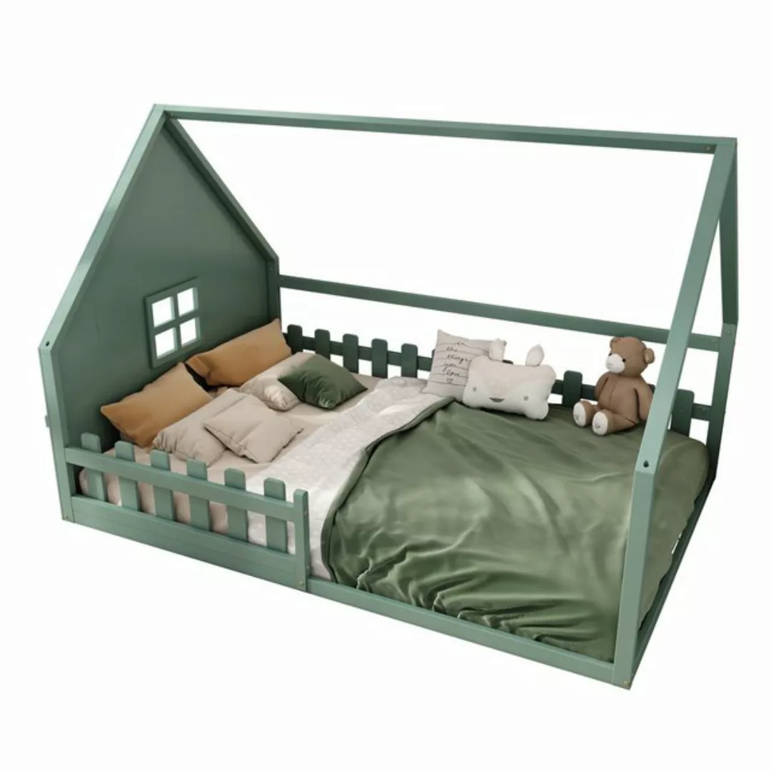 Flieks Massivholzbett, Kinderbett Hausbett Doppelbett 140x200cm mit Lattenr günstig online kaufen