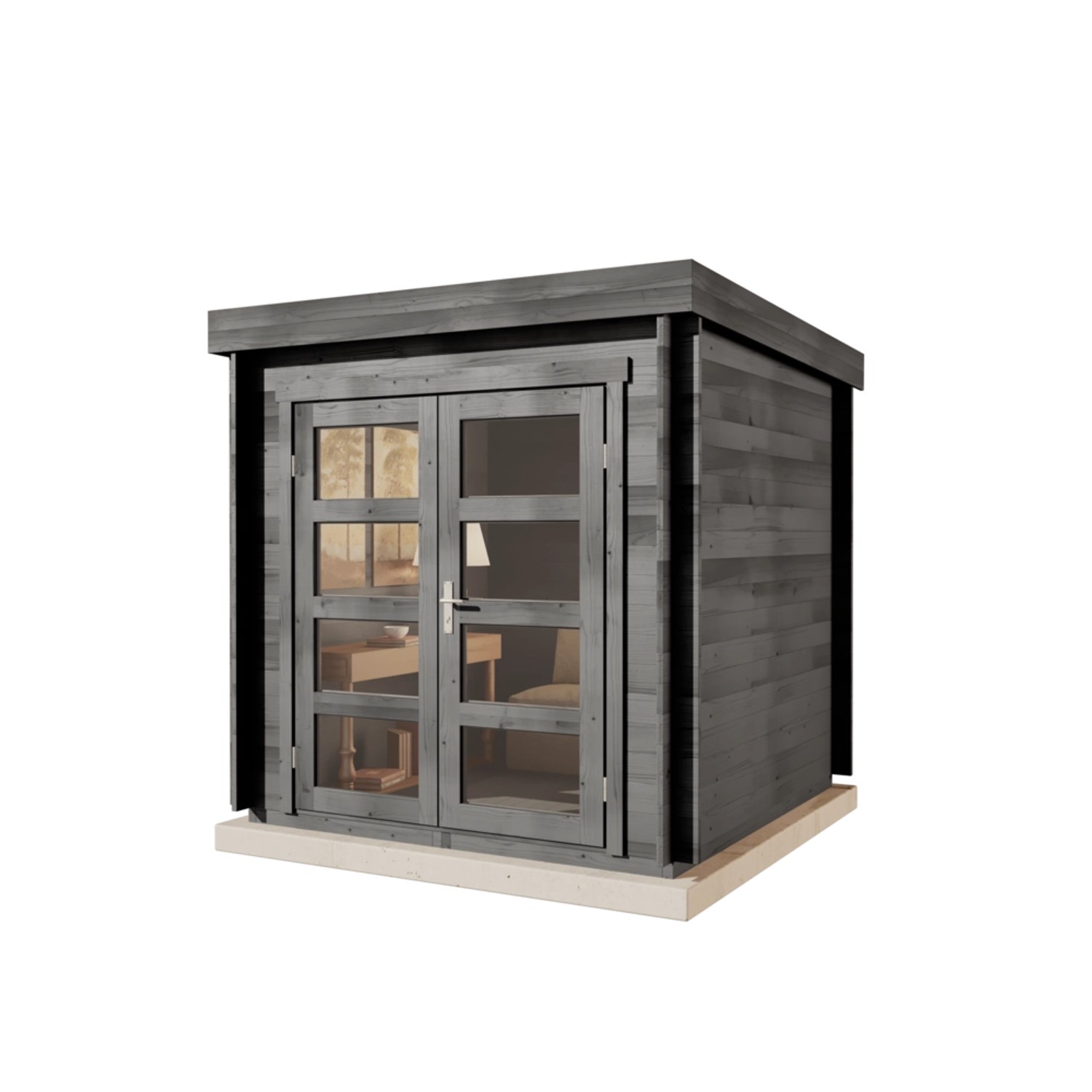 Alpholz Gartenhaus Set Paloma petit Imprägniert Grau 234x234cm inkl. Dachei günstig online kaufen