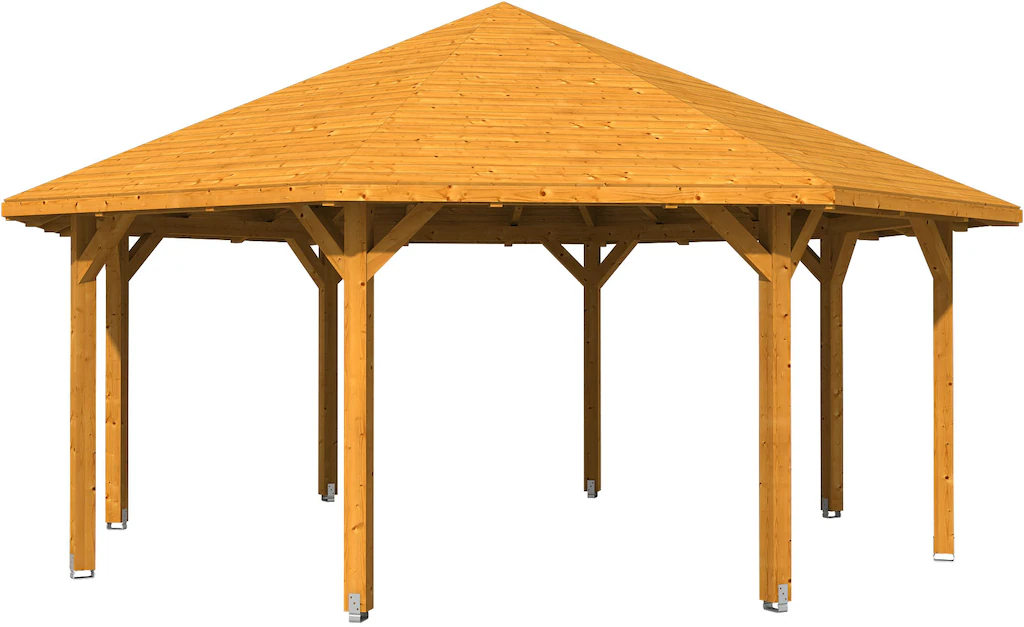 Skan Holz Pavillon Nice 4 Leimholz 630 cm x 630 cm Eiche hell günstig online kaufen