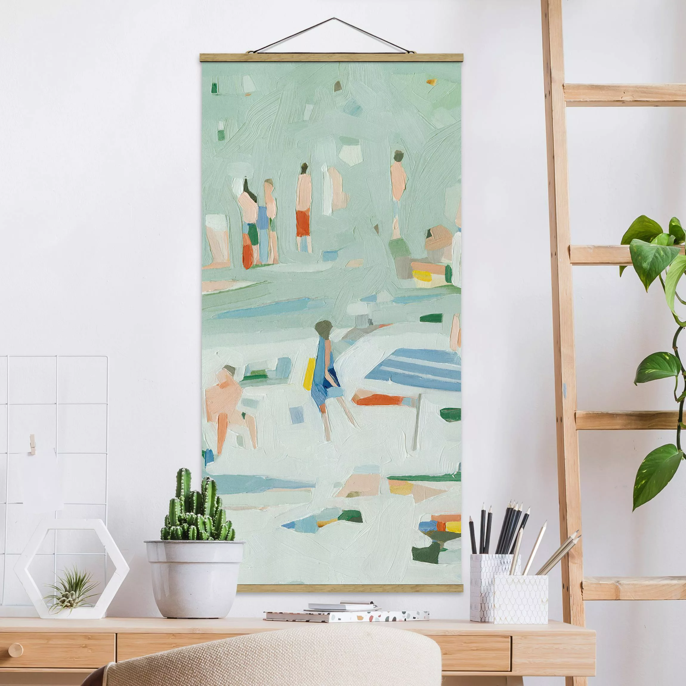 Stoffbild Strand mit Posterleisten - Hochformat Sommer Konfetti II günstig online kaufen
