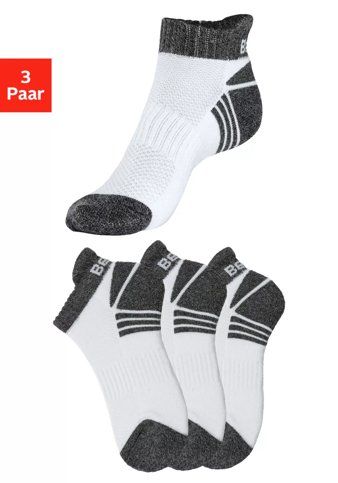 Bench. Sneakersocken, (Packung, 3 Paar), mit Mittelfußgummi und Pikeestrukt günstig online kaufen