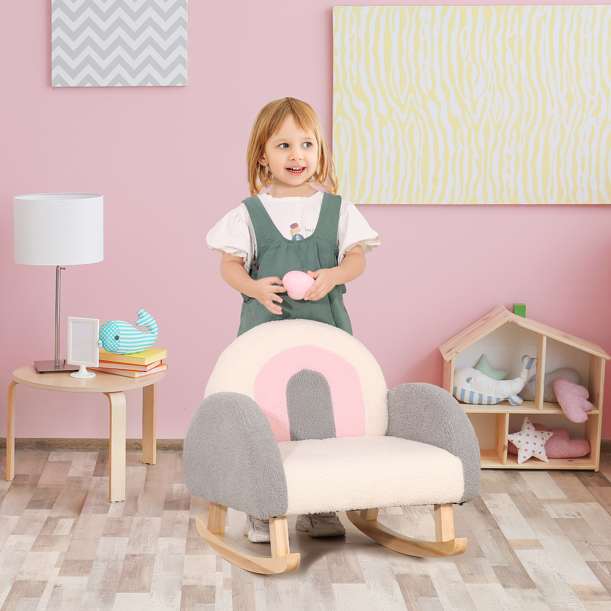 HOMCOM Kindersofa Schaukelstuhl weicher Kindersessel in Lammfellimitat Euka günstig online kaufen