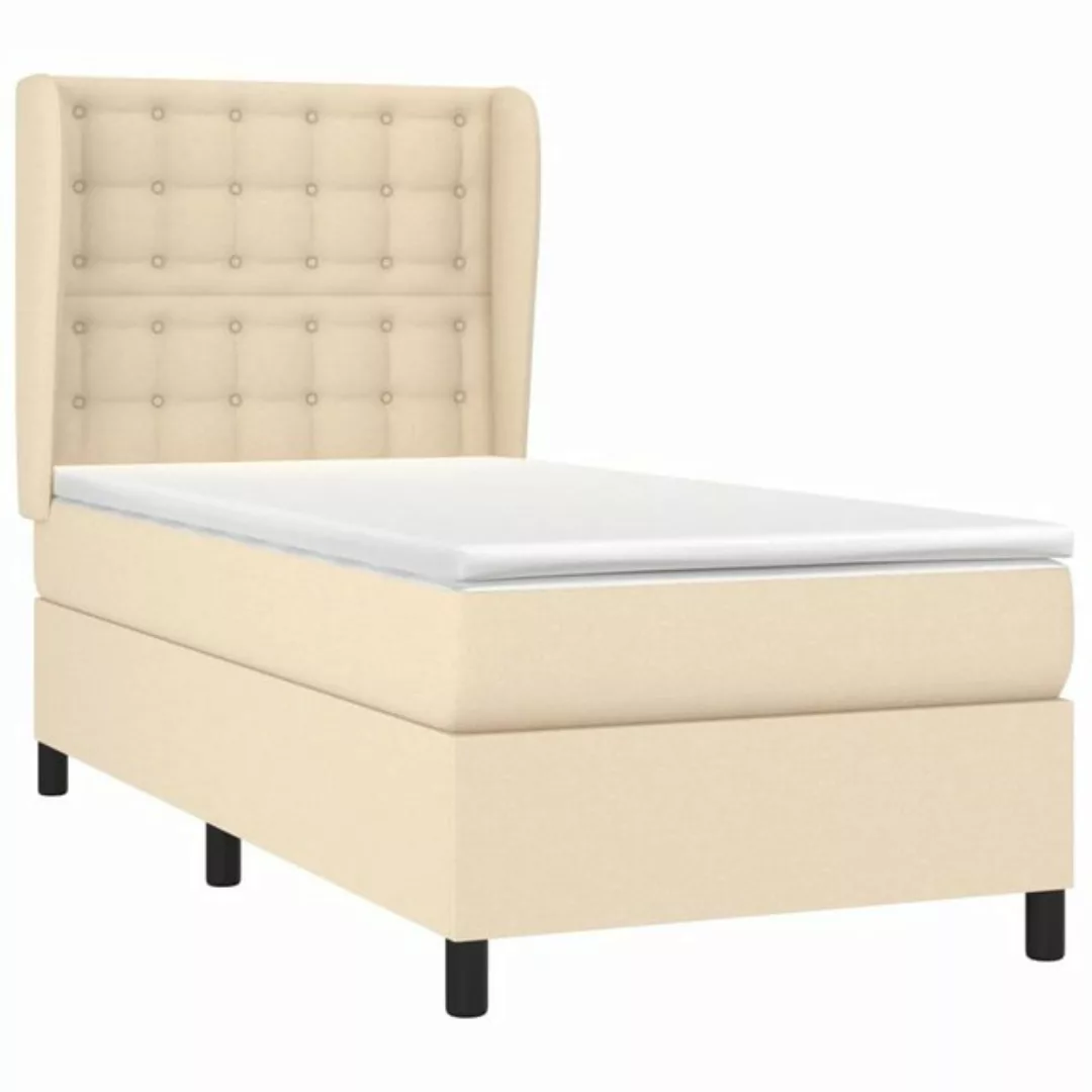 vidaXL Bettgestell Boxspringbett mit Matratze Creme 90x200 cm Stoff Bett Be günstig online kaufen