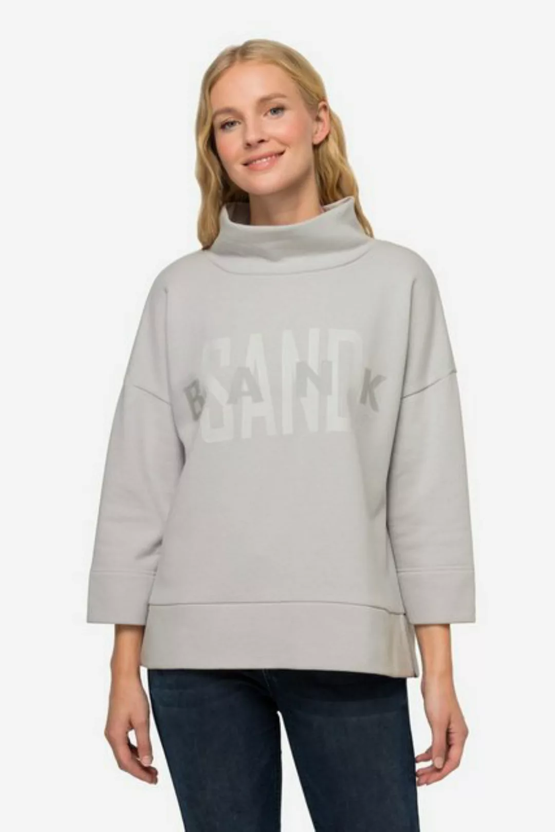 Laurasøn Sweatshirt Sweatshirt oversized SANDBANK-Druck Stehkragen günstig online kaufen