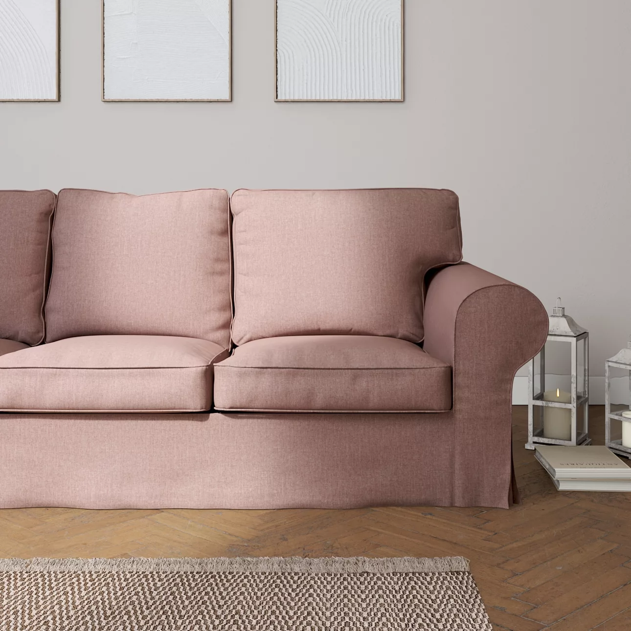 Bezug für Ektorp 3-Sitzer Schlafsofa, ALTES Modell, altrosa, Sofahusse Ekto günstig online kaufen