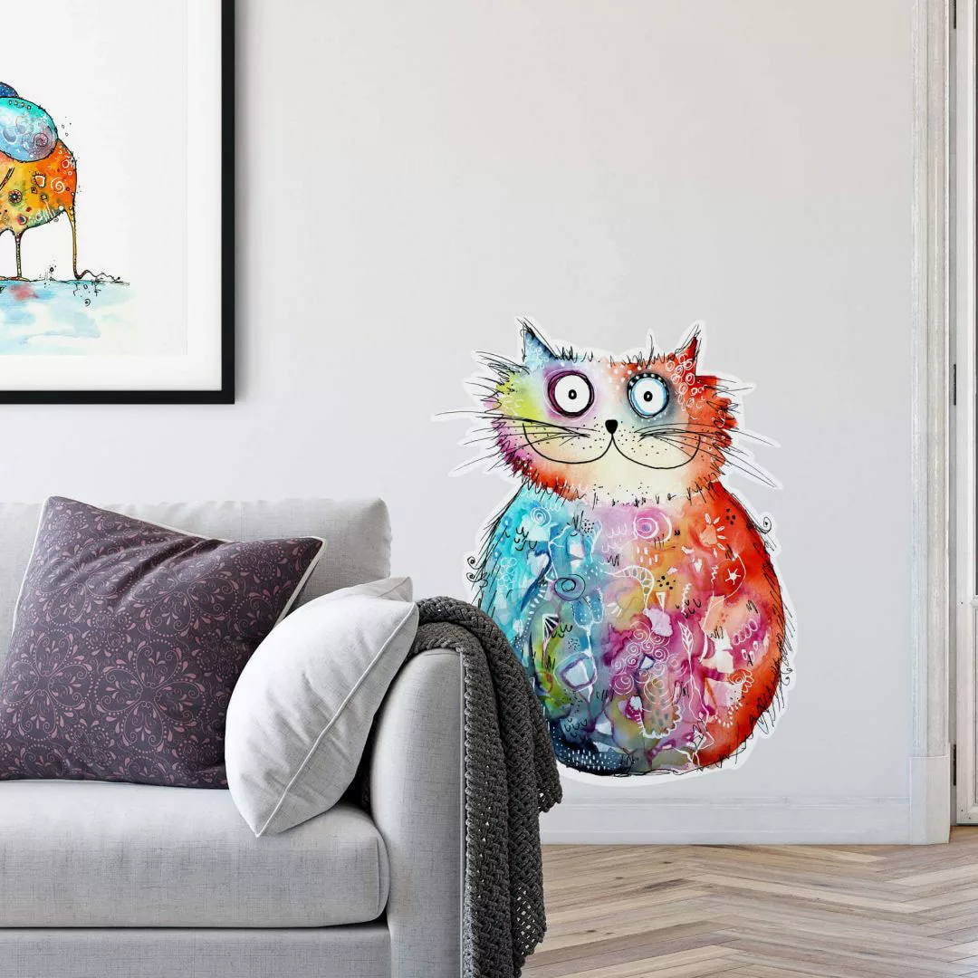 Wall-Art Wandtattoo »Lebensfreude Happy Cat«, (1 St.), selbstklebend, entfe günstig online kaufen