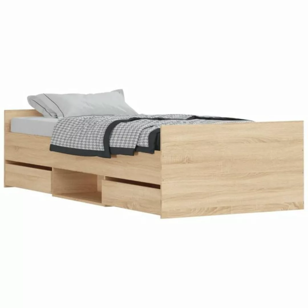furnicato Bett Bettgestell mit Kopf- und Fußteil Sonoma-Eiche 90x200 cm günstig online kaufen