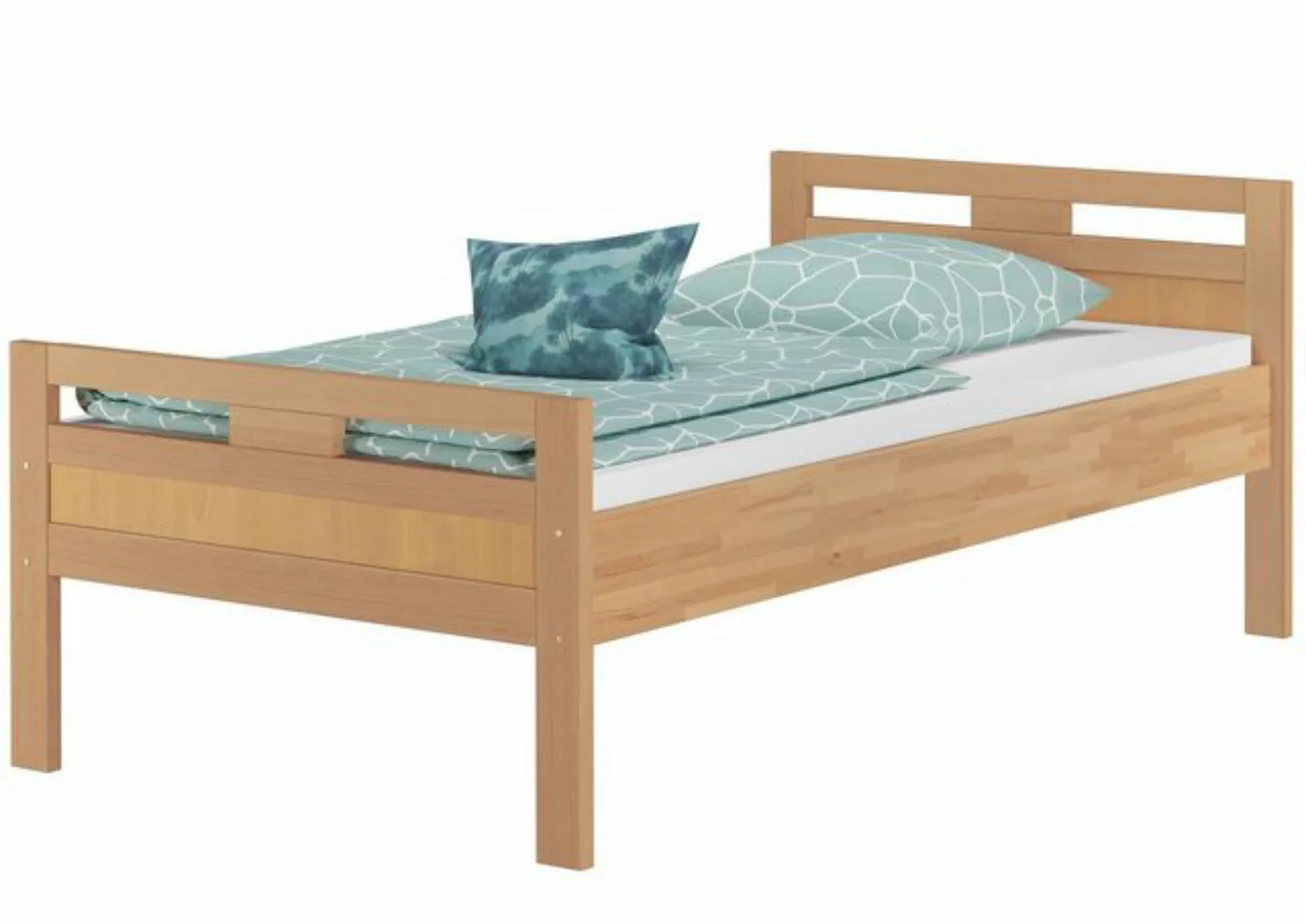 ERST-HOLZ Bett Einzelbett Echtholz Seniorenbett Buche massiv 100x220, Buche günstig online kaufen