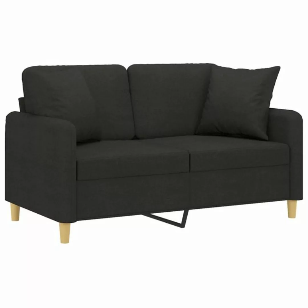 vidaXL Sofa 2-Sitzer-Sofa mit Zierkissen Schwarz 120 cm Stoff günstig online kaufen