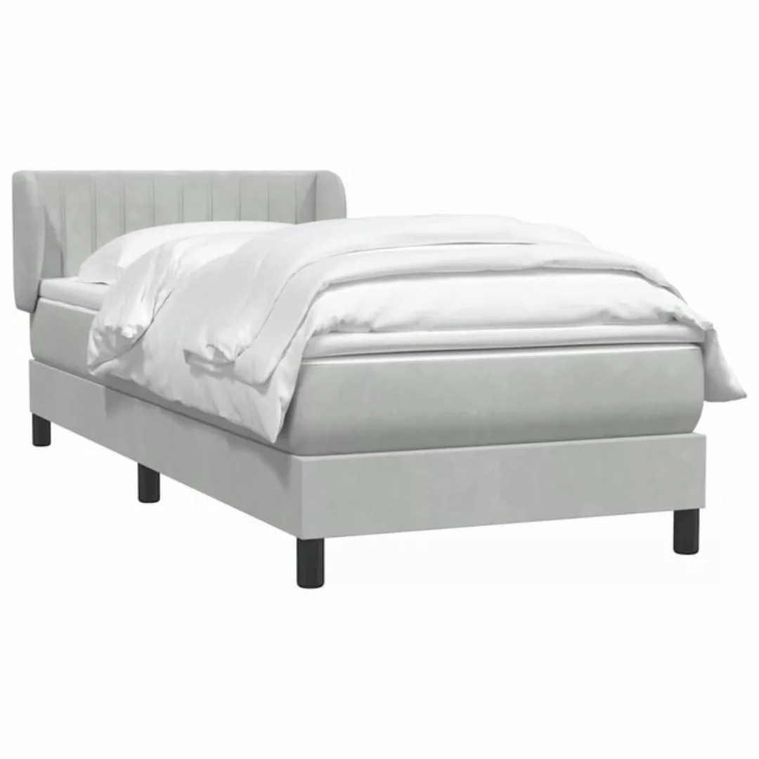 vidaXL Bett Boxspringbett mit Matratze Hellgrau 100x220 cm Samt günstig online kaufen