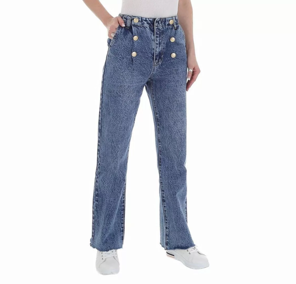 Ital-Design Weite Jeans Damen Freizeit Knopfleiste High Waist Jeans in Blau günstig online kaufen