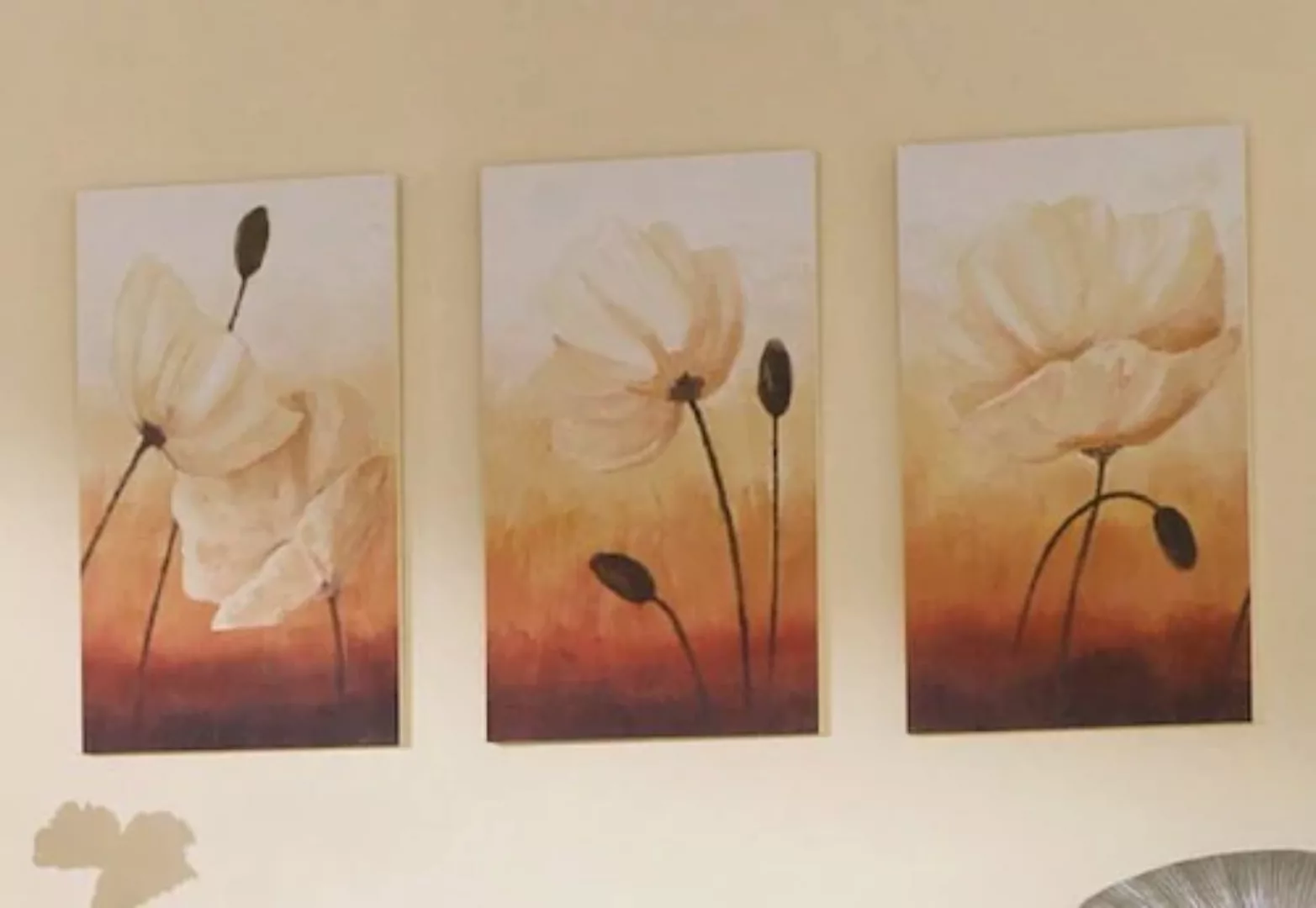 Home affaire Wandbild "Weißer Mohn auf orange", Blumen günstig online kaufen