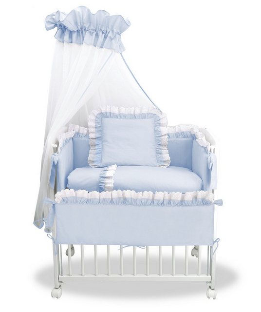 hopsibaby Beistellbett Babybett Komplettbett Royal BLAU, Spitze-Weiß Stuben günstig online kaufen