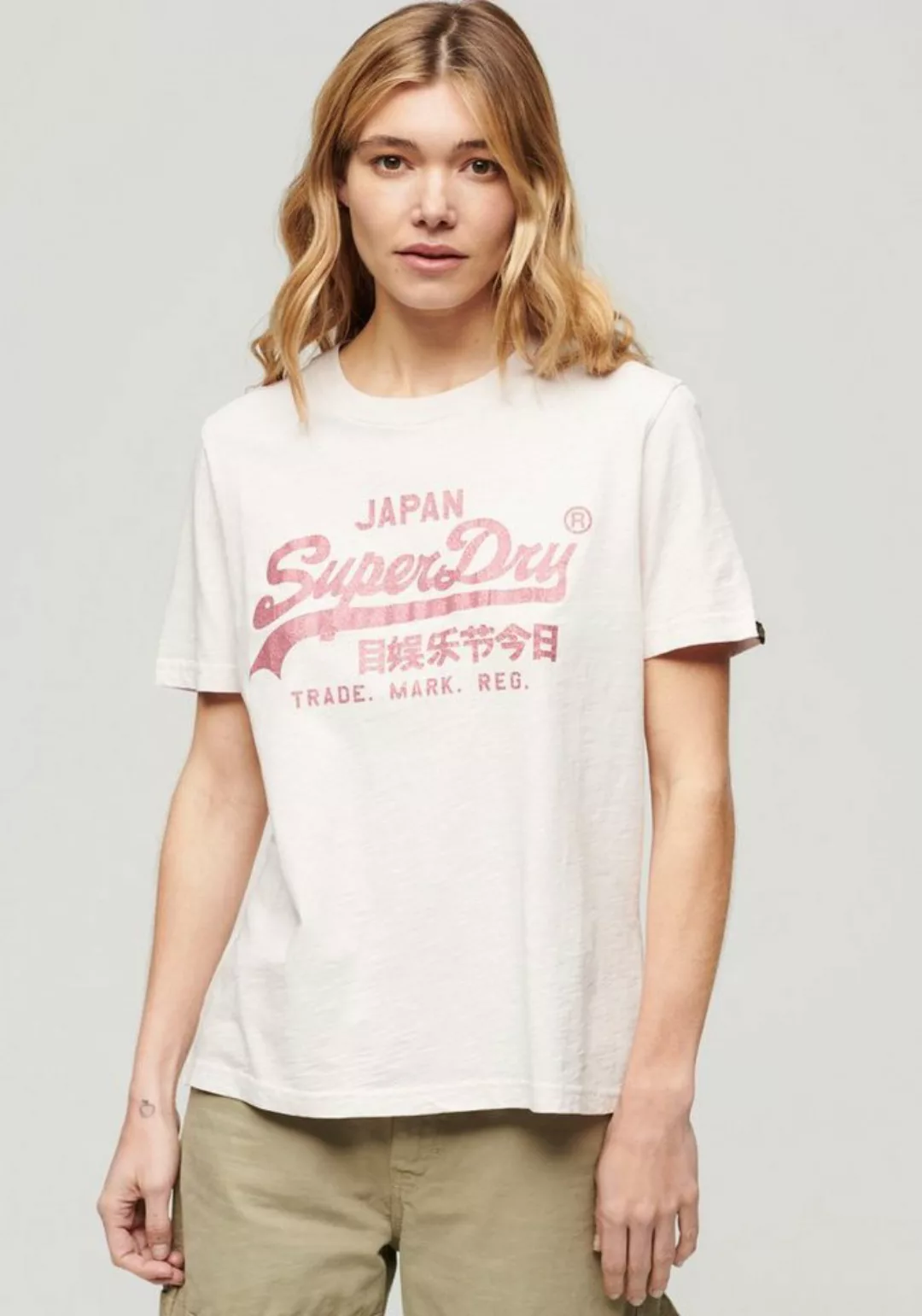 Superdry T-Shirt METALLIC VL RELAXED T SHIRT Print-Shirt mit glitzerndem Lo günstig online kaufen