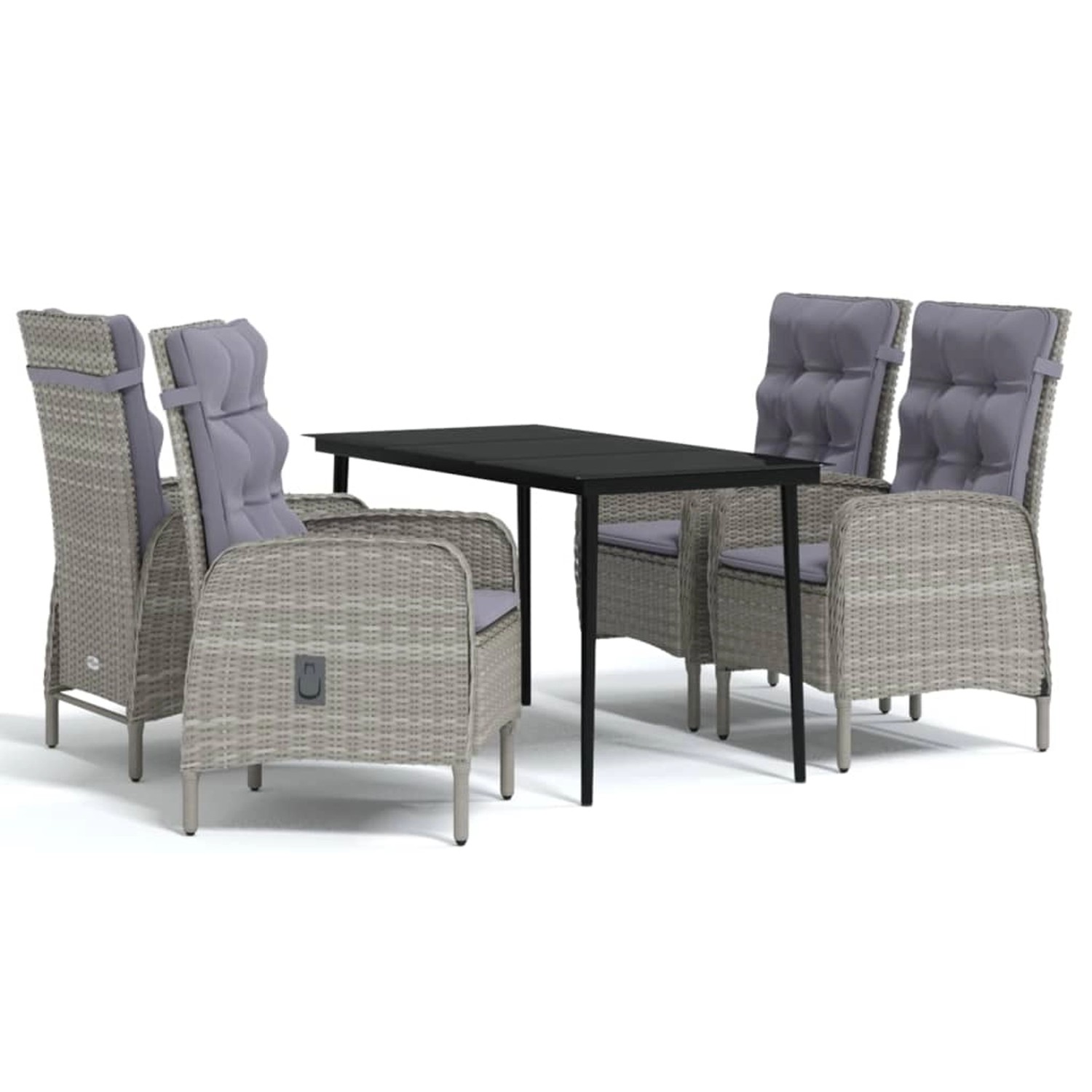 vidaXL 5-Tlg Garten-Essgruppe mit Kissen Grau und Schwarz 3099373 günstig online kaufen