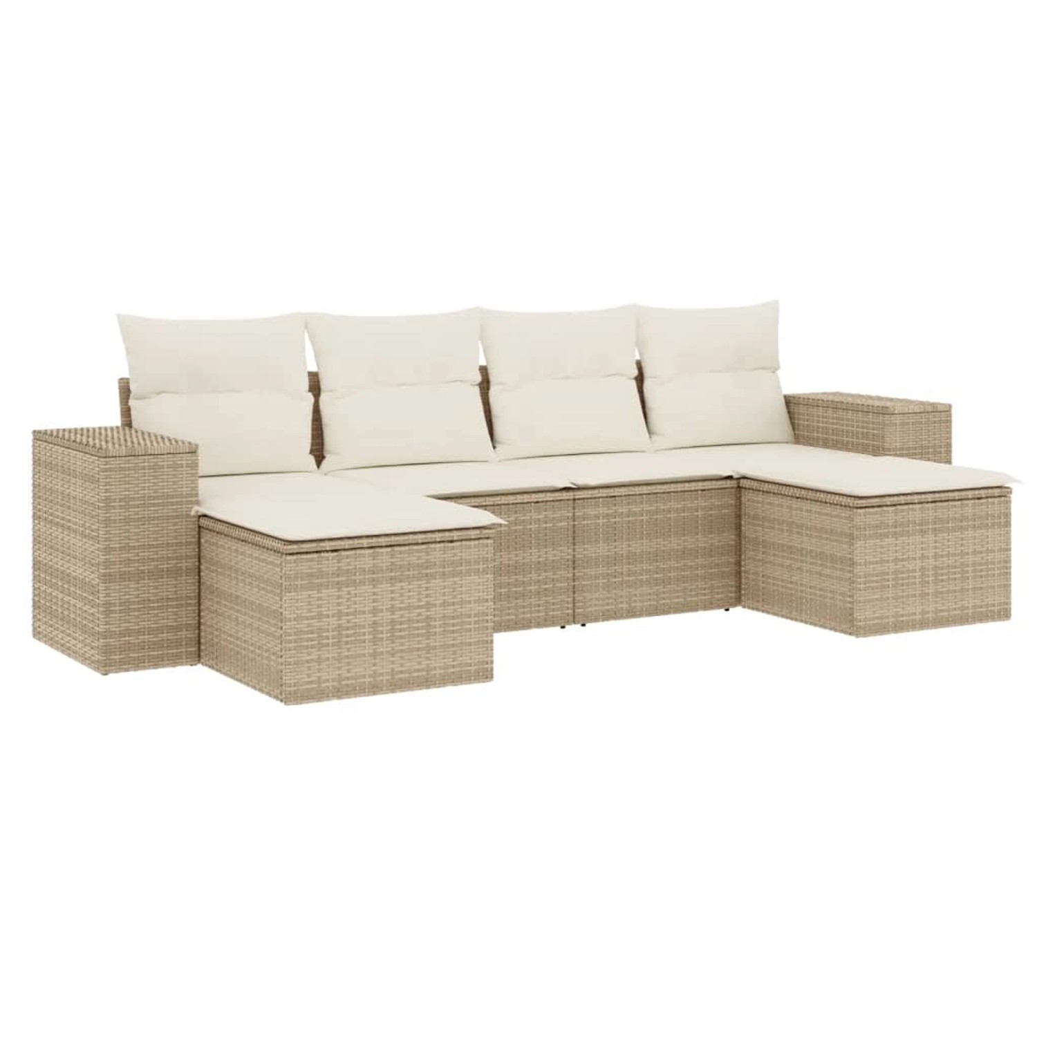 vidaXL 6-Tlg Garten-Sofagarnitur mit Kissen Beige Poly Rattan 3255255 günstig online kaufen
