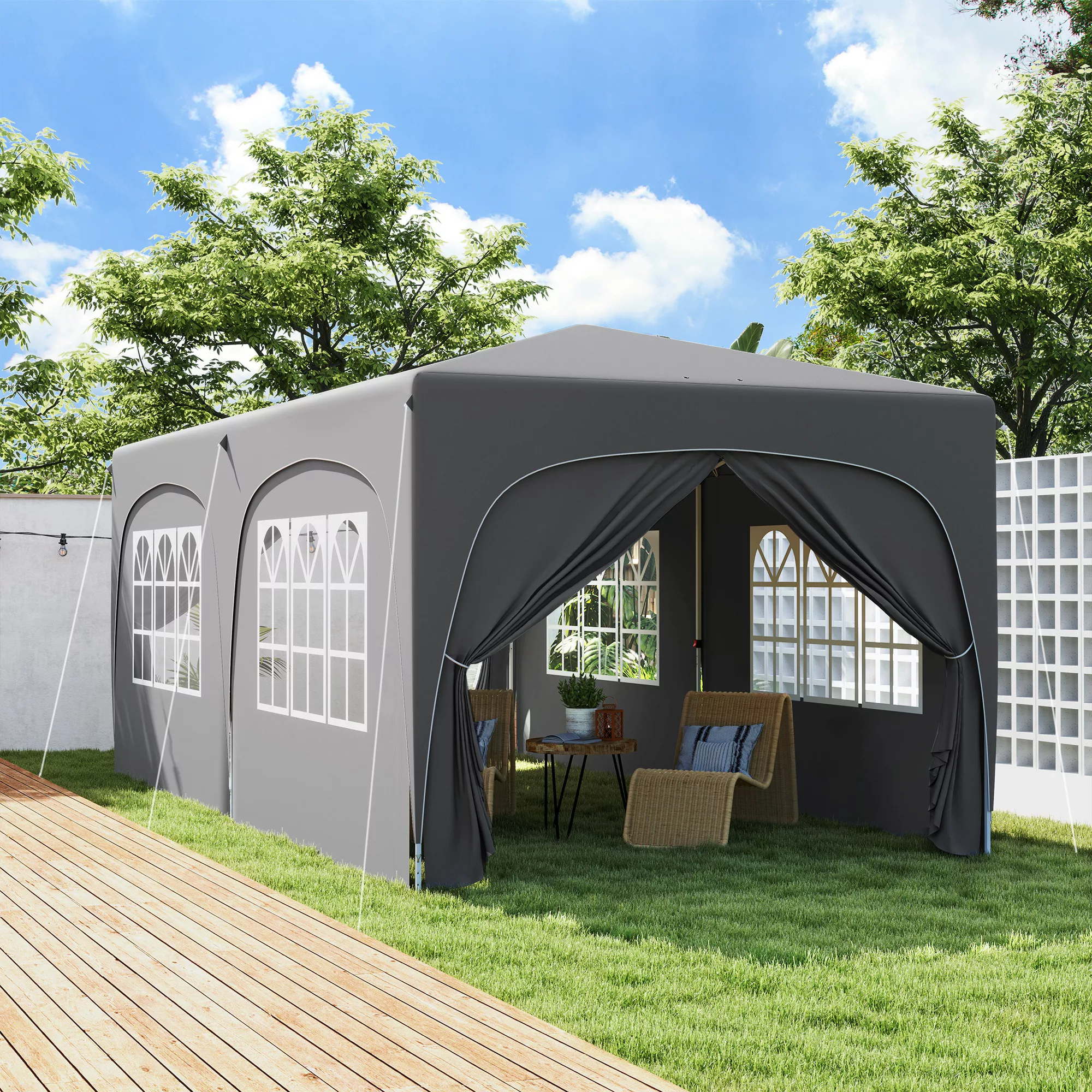 Outsunny Pavillon ca. 3x6m, wasserabweisend Stabil Winterfest Pop-up Faltpa günstig online kaufen