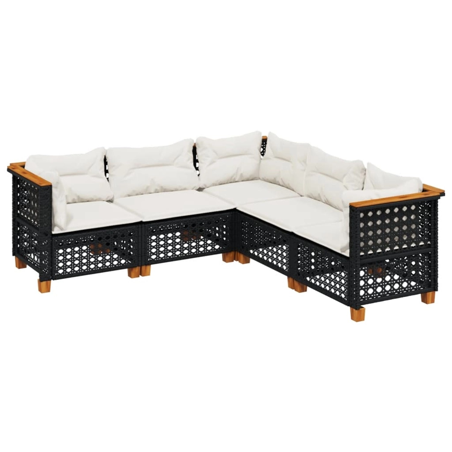 vidaXL 5-Tlg Garten-Sofagarnitur mit Kissen Schwarz Poly Rattan 3261824 günstig online kaufen