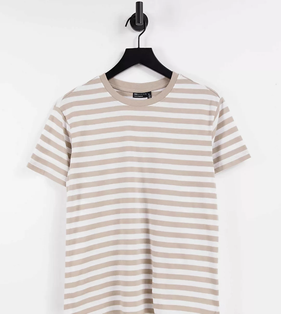 ASOS DESIGN Maternity – T-Shirt in Braun und Weiß gestreift-Mehrfarbig günstig online kaufen