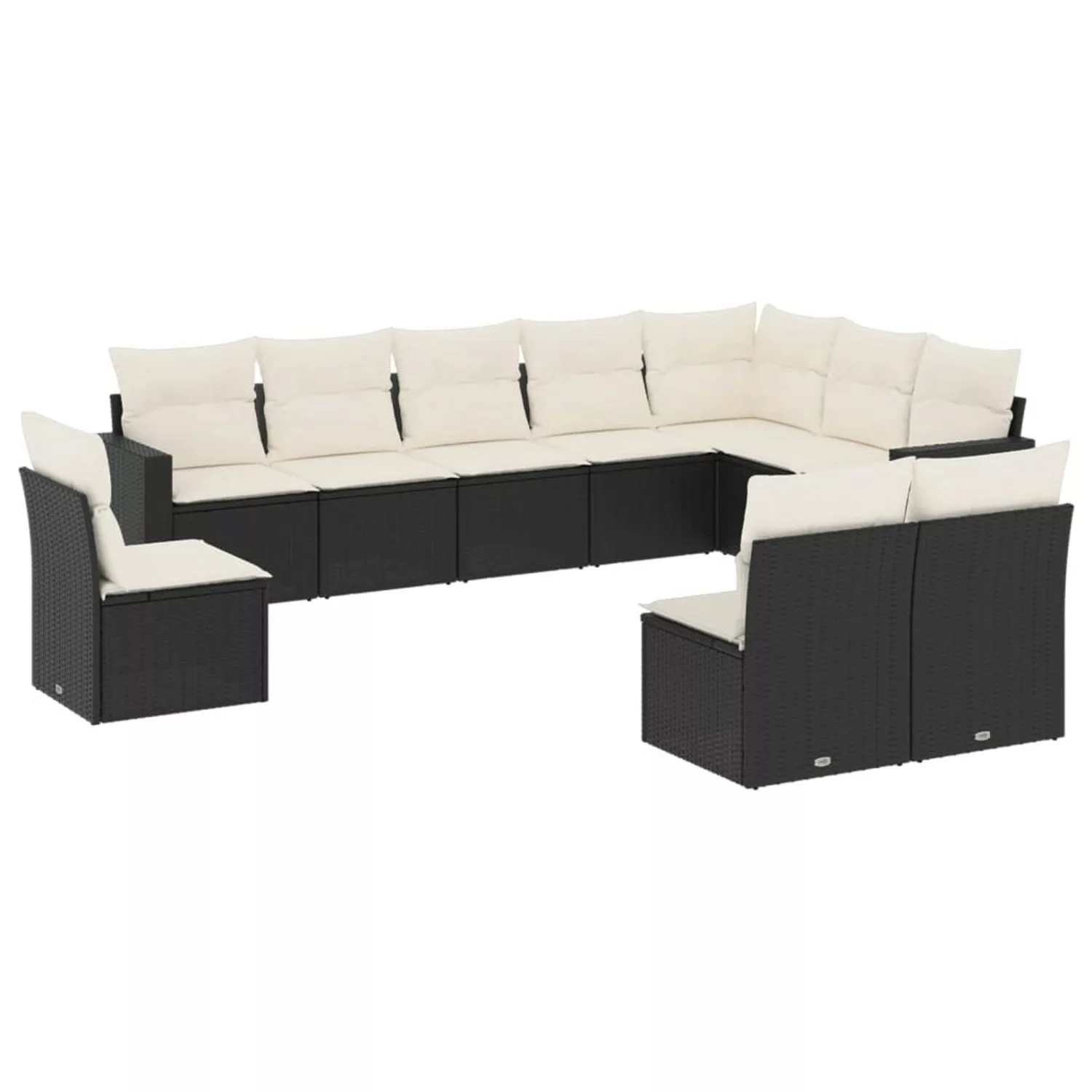 vidaXL 10-tlg Garten-Sofagarnitur mit Kissen Schwarz Poly Rattan Modell 14 günstig online kaufen