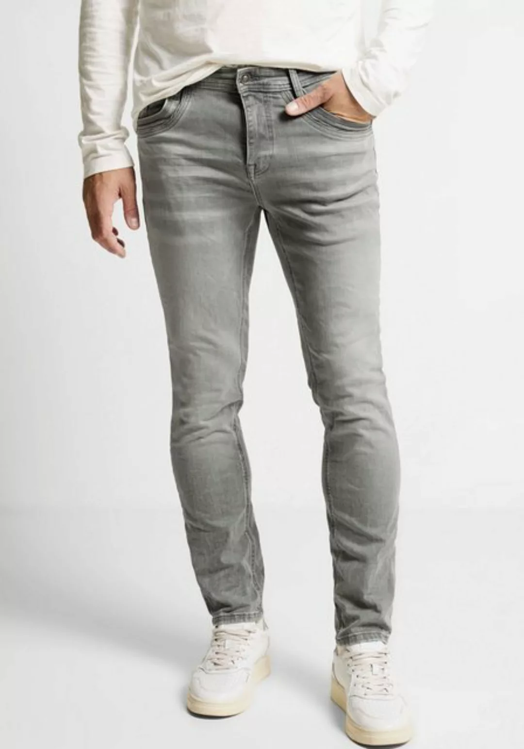 STREET ONE MEN Slim-fit-Jeans in grauer Waschung günstig online kaufen