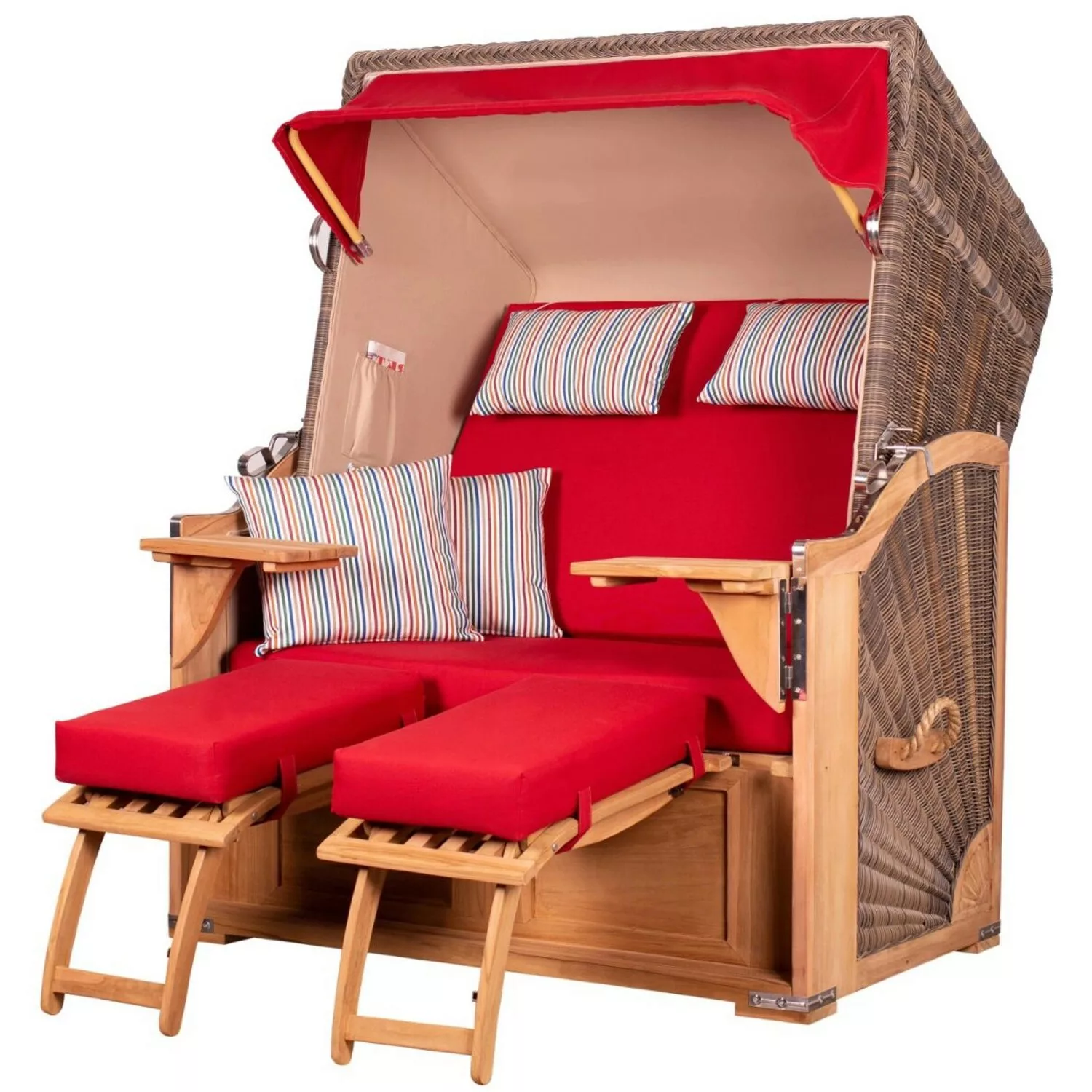 bene living Strandkorb Komplettset Schaalsee Teak PE grau Modell 585 günstig online kaufen