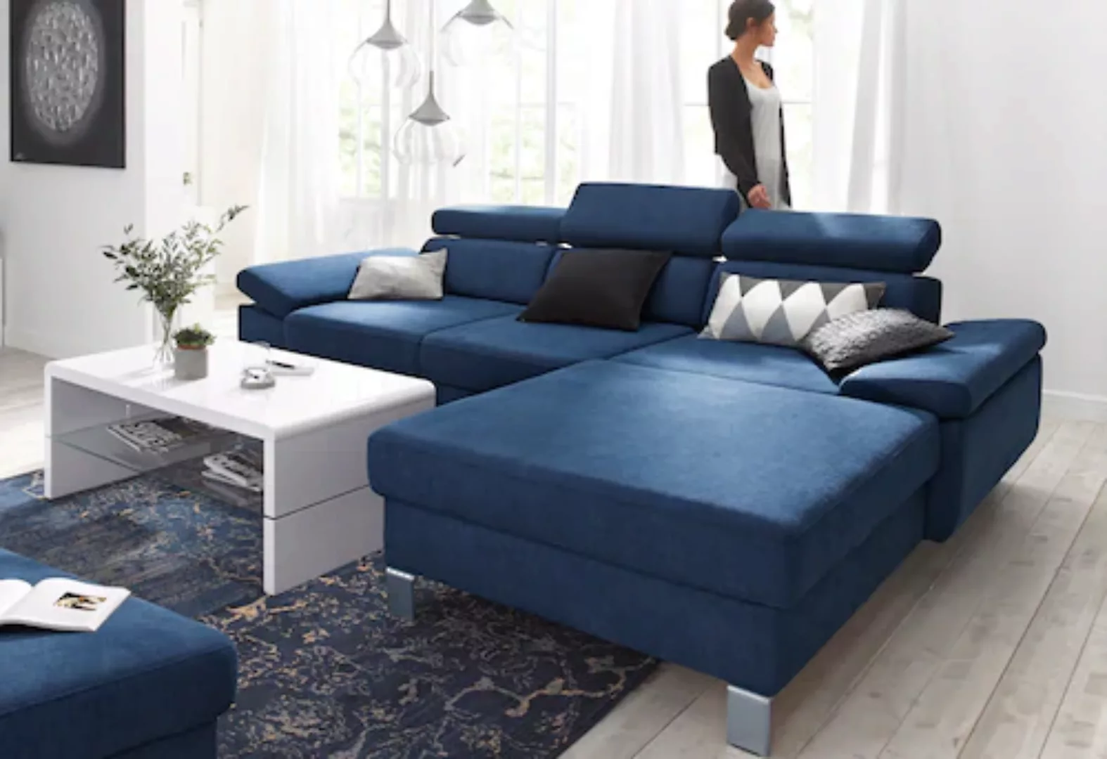exxpo - sofa fashion Ecksofa Locarno, L-Form, Kopf-/Rückenverstellung, wahl günstig online kaufen