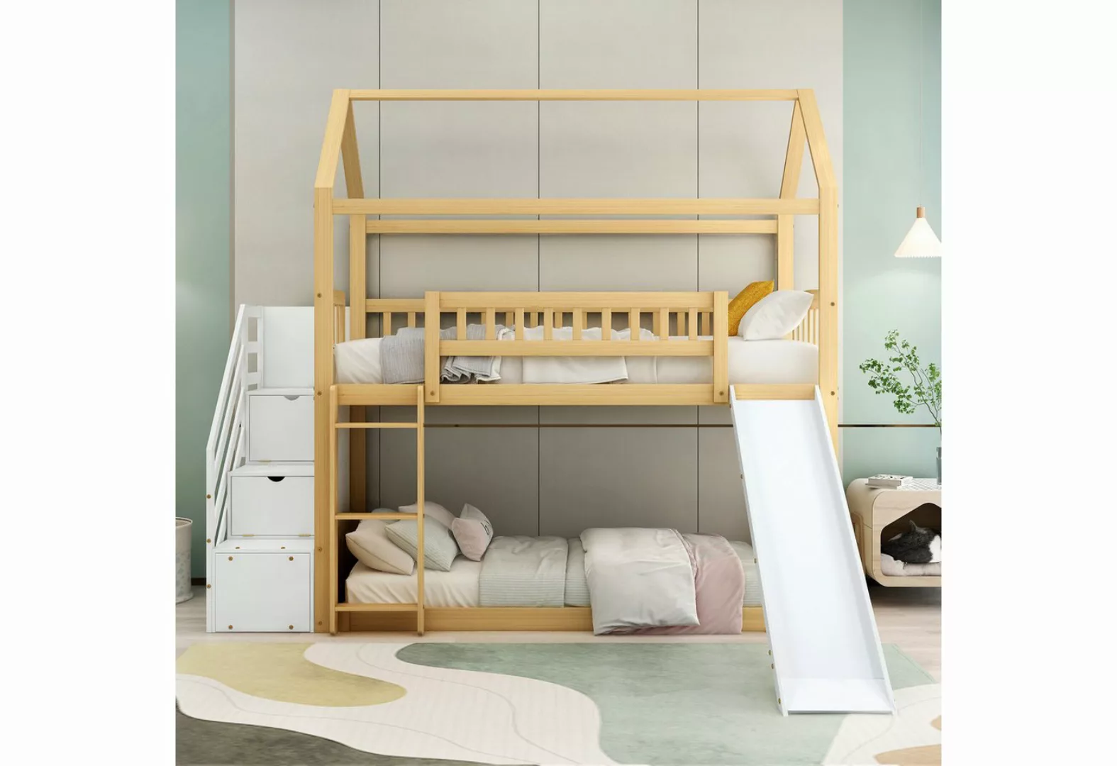 IDEASY Etagenbett Kinderbett, Jugendbett, 90 x 200 cm, sturzsicher, (dreist günstig online kaufen