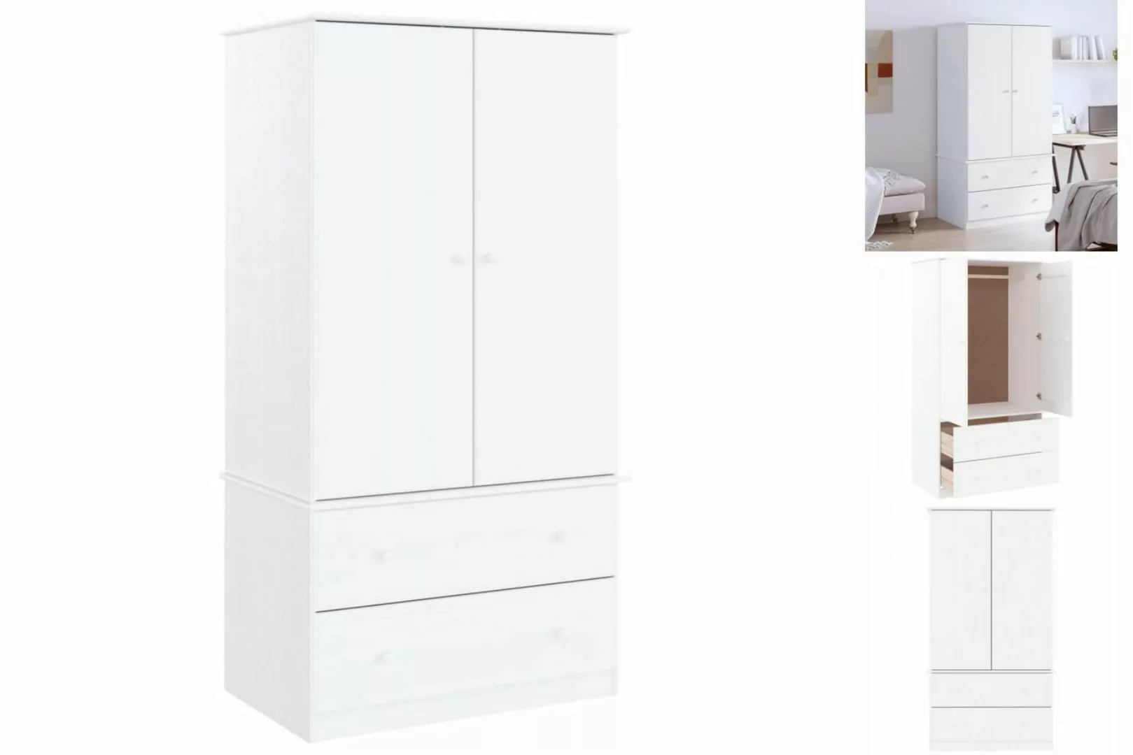 vidaXL Kleiderschrank Kleiderschrank ALTA Weiß 90x55x170 cm Massivholz Kief günstig online kaufen