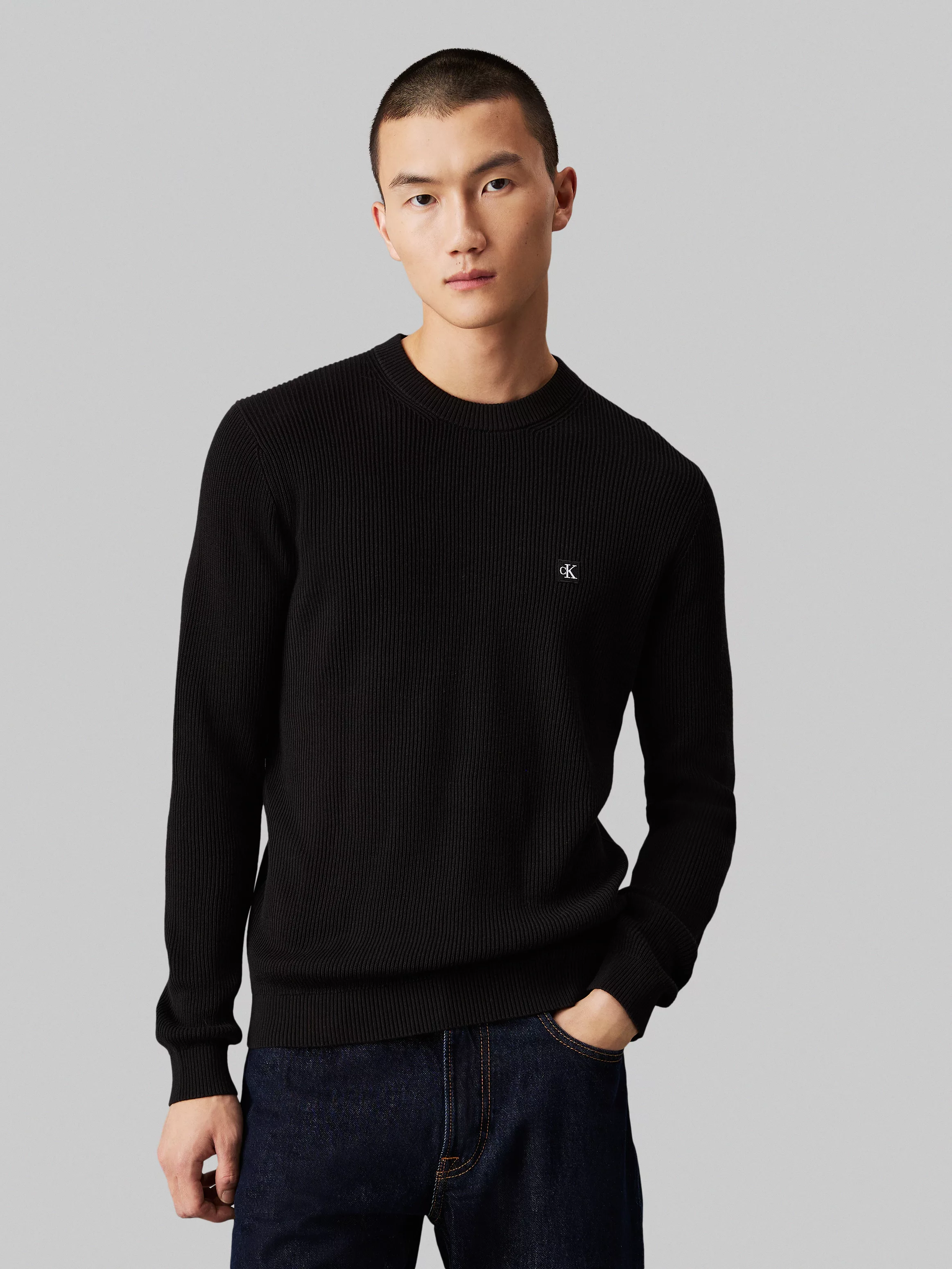 Calvin Klein Jeans Rundhalspullover "CK EMBRO BADGE SWEATER" günstig online kaufen