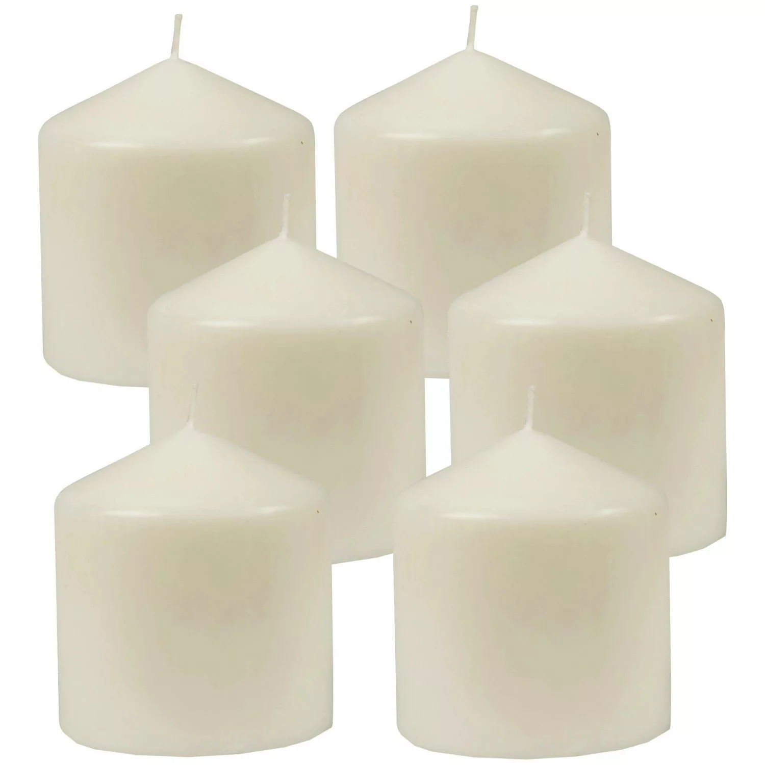 HS Candle Stumpenkerzen Ø8cm 6er Pack Elfenbein Creme günstig online kaufen