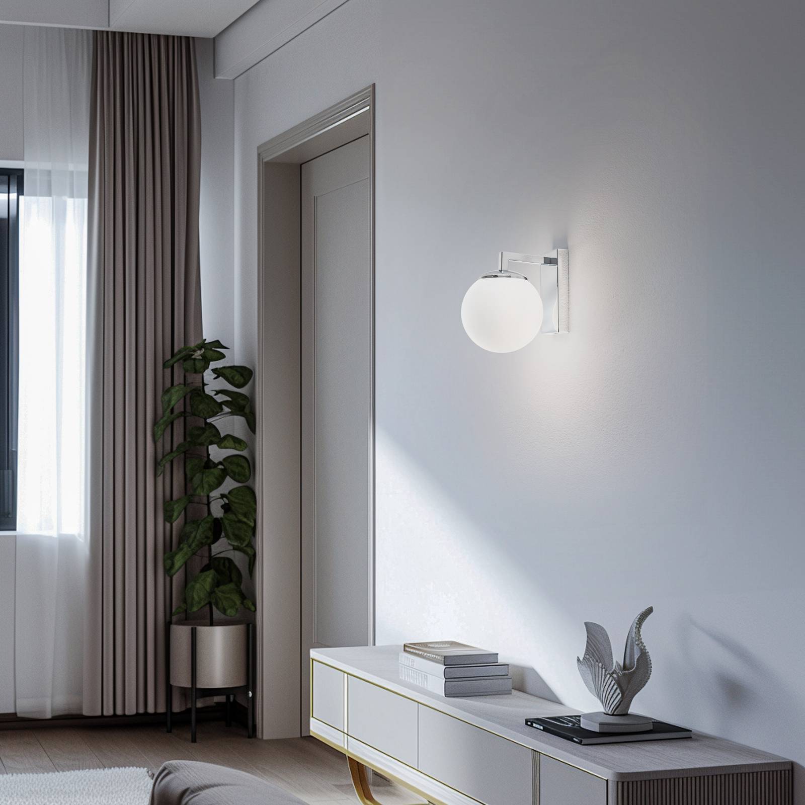 LED-Wandleuchte Aseor, Glas, chrom günstig online kaufen