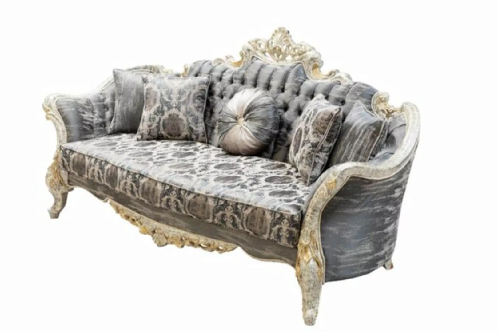 Xlmoebel Chesterfield-Sofa Barock Sofa 3-Sitzer in grau für klassisches Woh günstig online kaufen