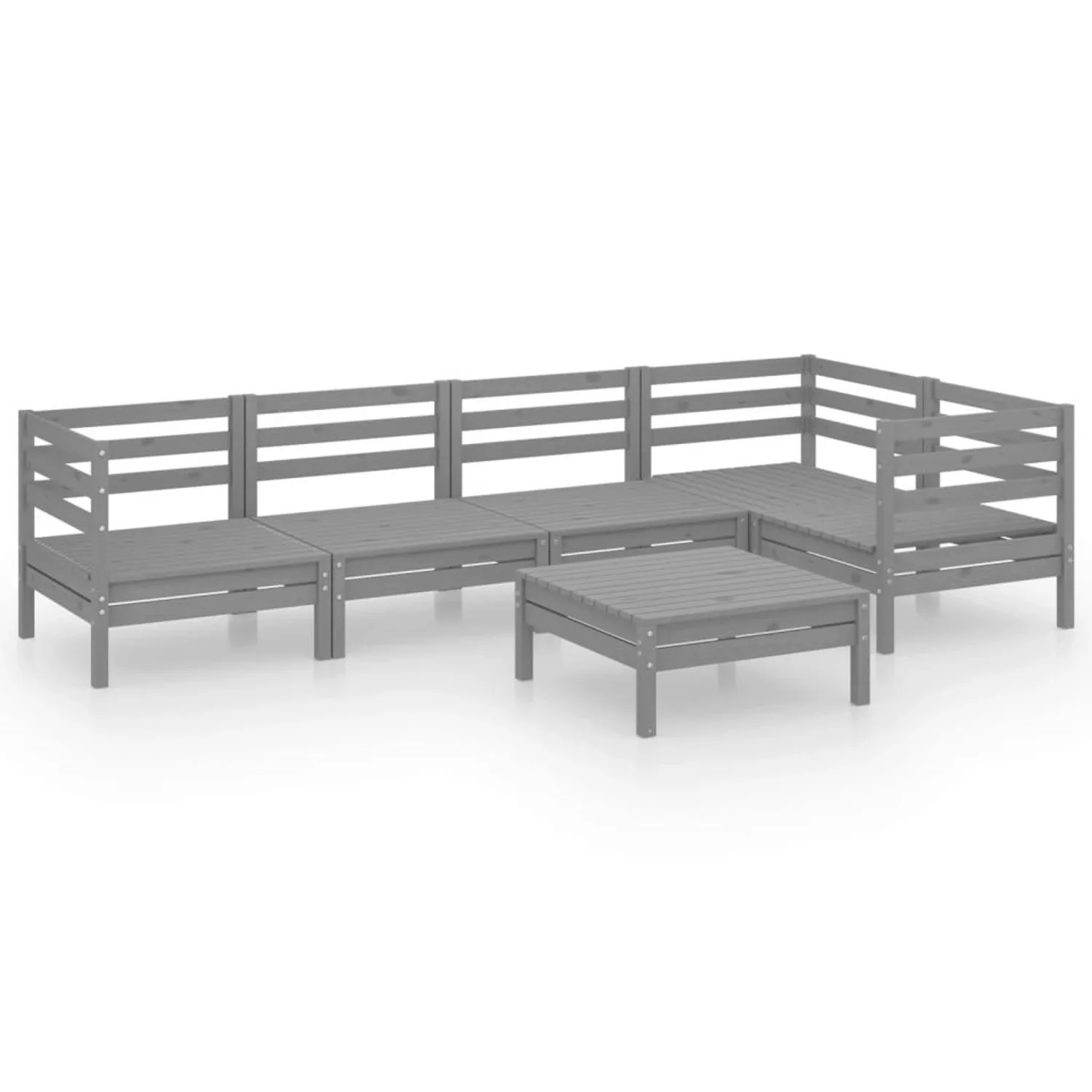 6-tlg. Garten-lounge-set Massivholz Kiefer Grau günstig online kaufen