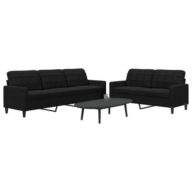 vidaXL Sofa 2-tlg. Sofagarnitur mit Kissen Schwarz Samt günstig online kaufen