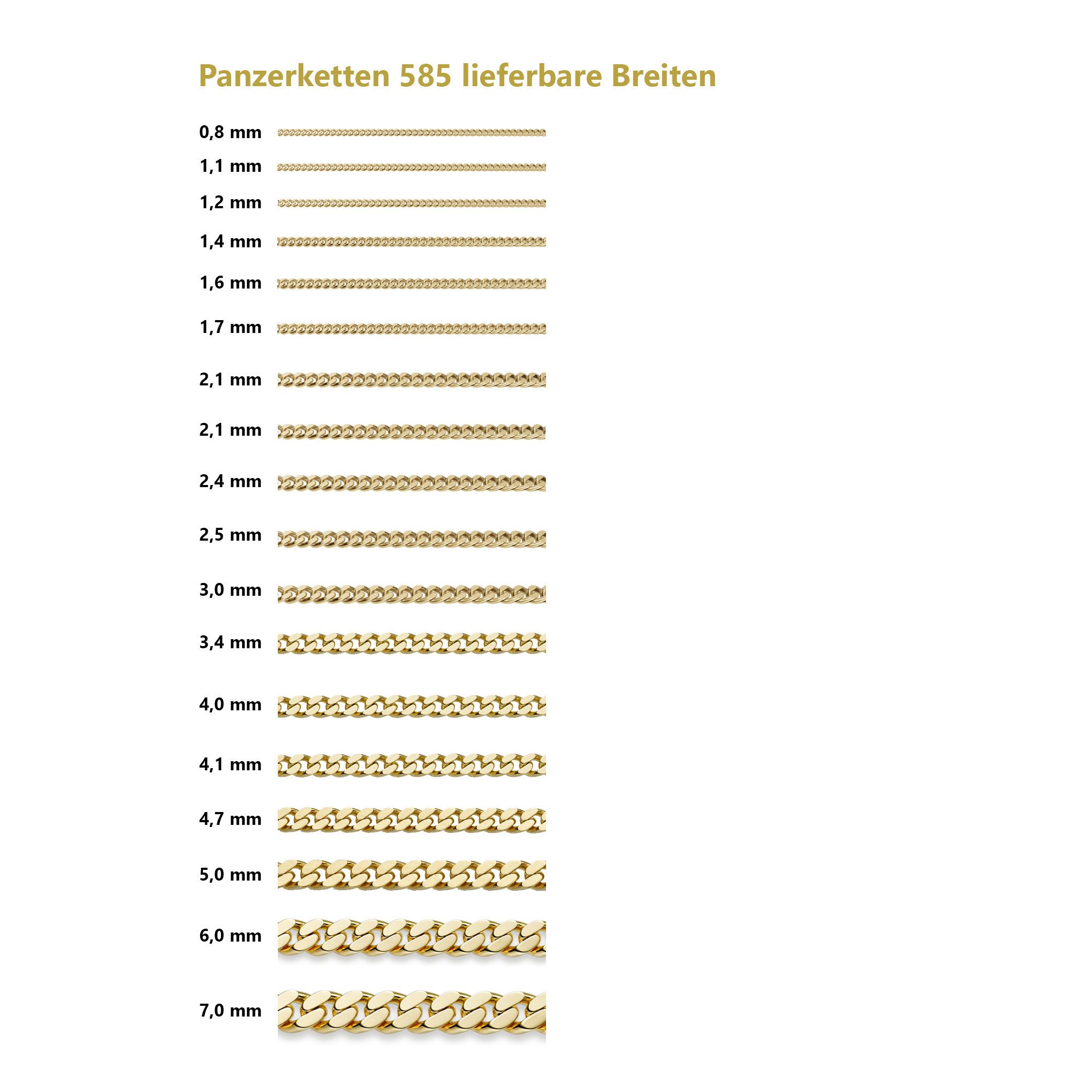 HOPLO Panzerkette Goldkette Panzerkette Länge 38cm günstig online kaufen