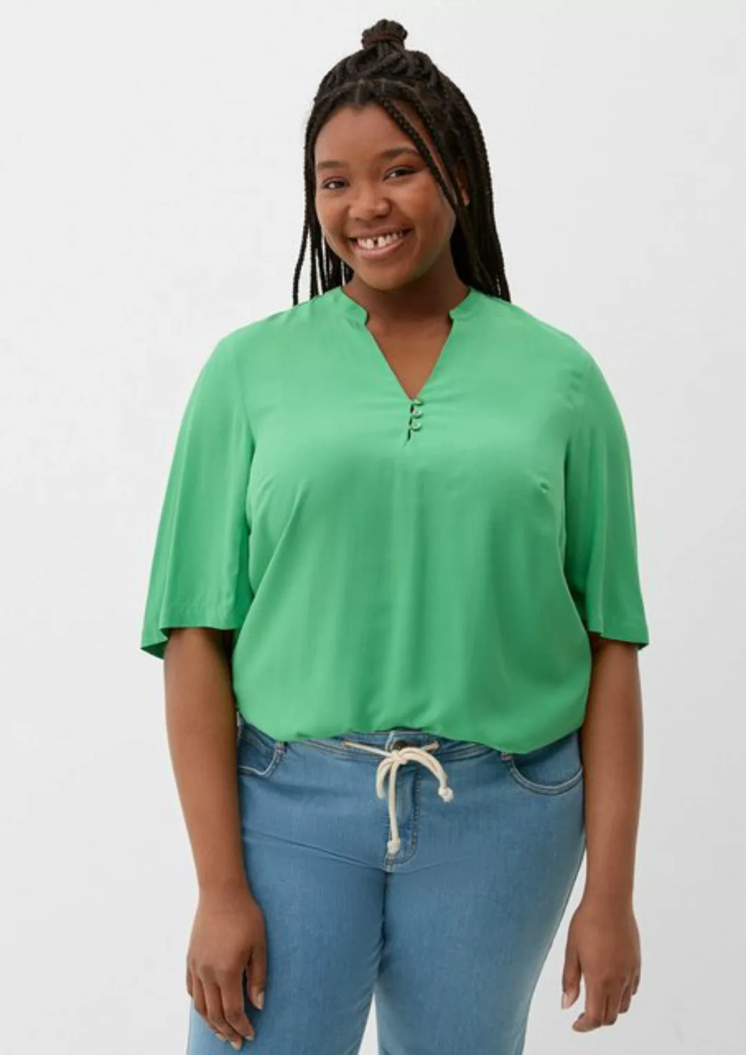 TRIANGLE Shirtbluse mit Lochstickerei im Rücken günstig online kaufen