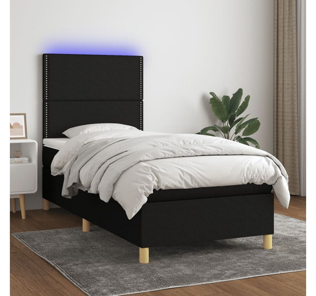 vidaXL Boxspringbett Boxspringbett mit Matratze LED Schwarz 100x200 cm Stof günstig online kaufen