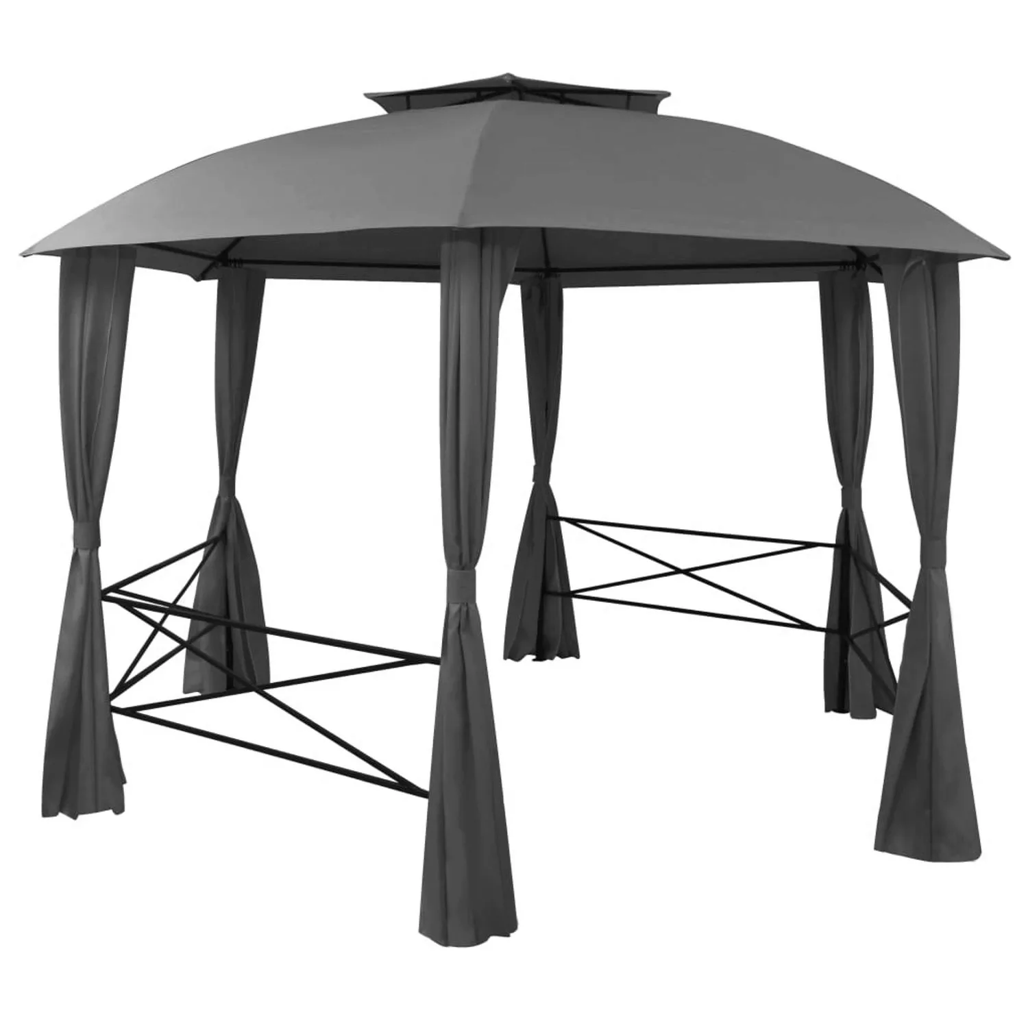 Gartenpavillon Mit Vorhängen Hexagonal 360x265 Cm günstig online kaufen