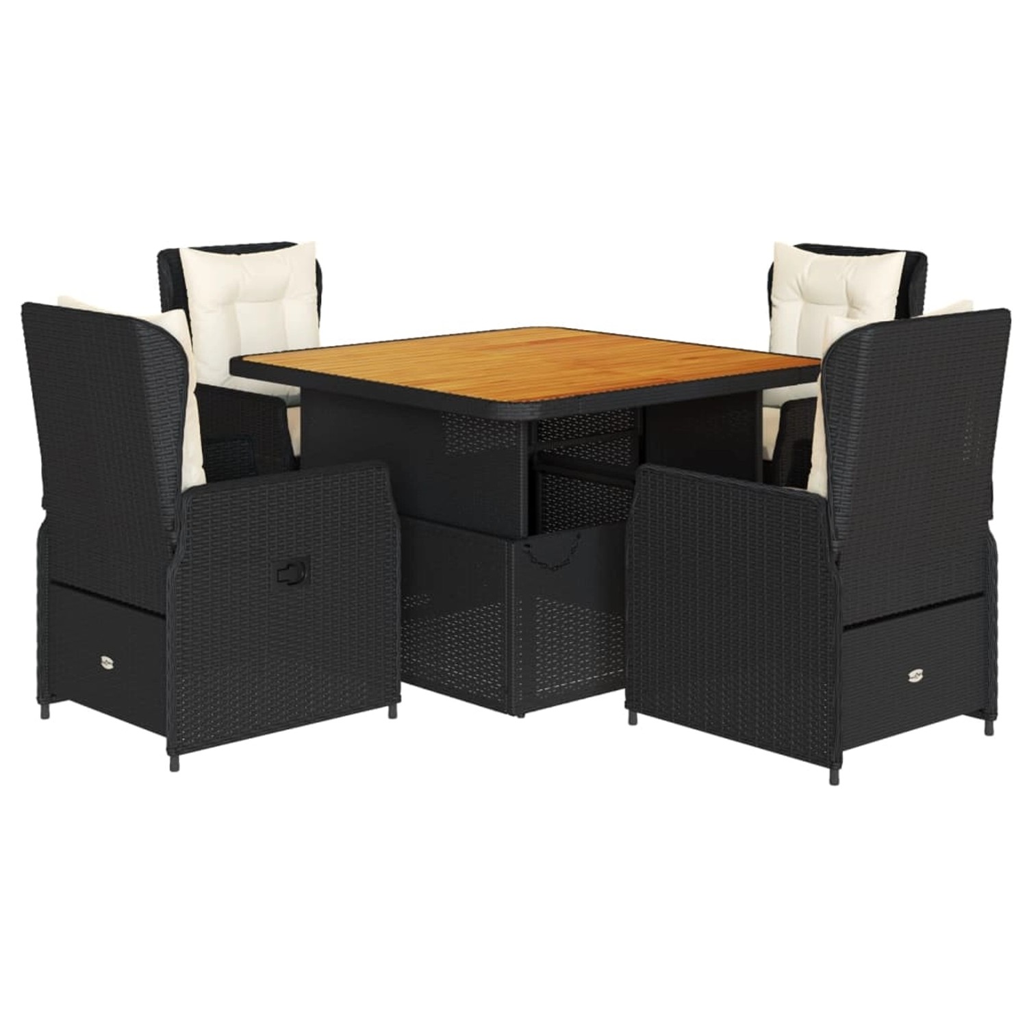 vidaXL 5-Tlg Garten-Essgruppe mit Kissen Schwarz Poly Rattan 3262767 günstig online kaufen