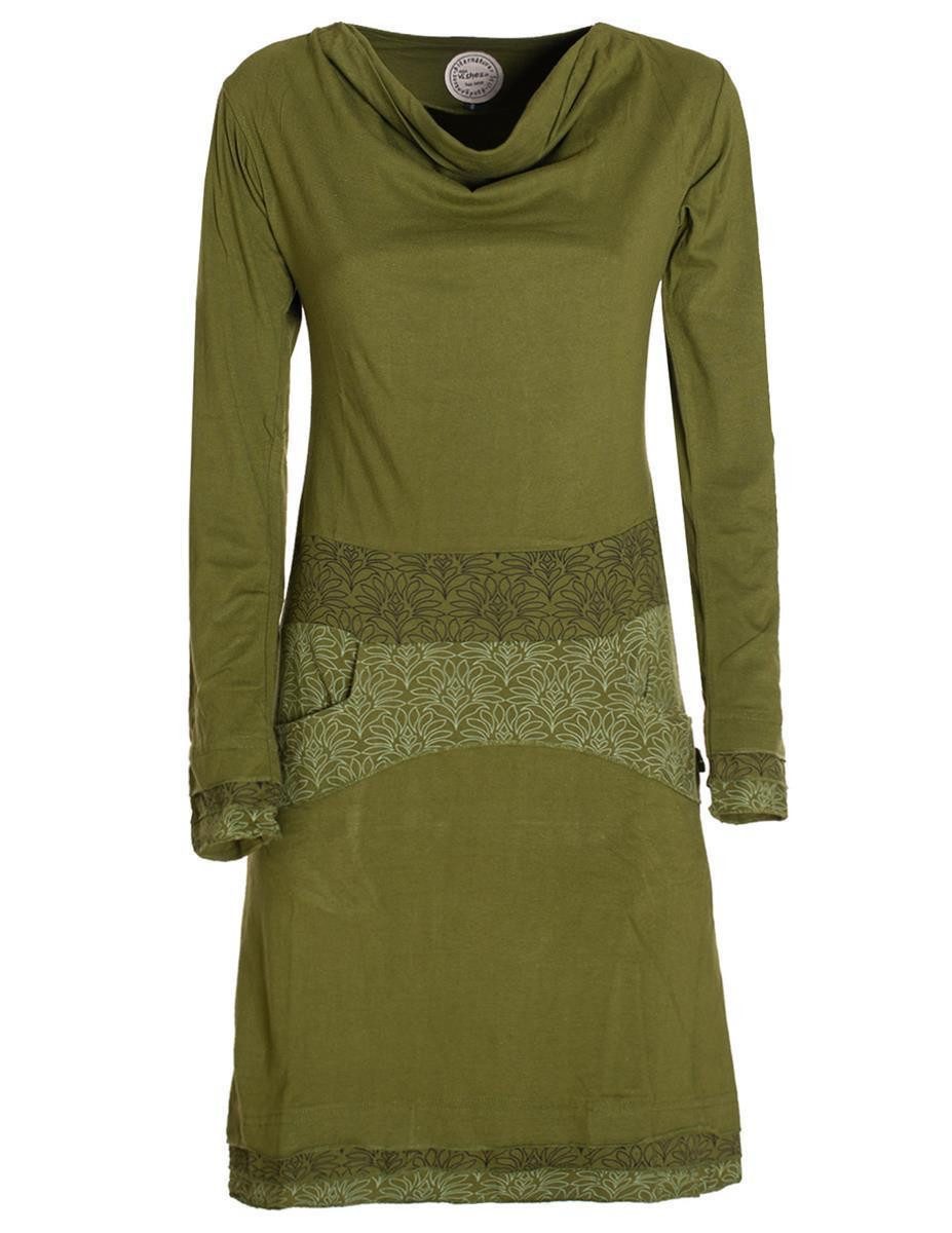 Vishes Jerseykleid Kleid Wasserfallkragen Bund bedruckt günstig online kaufen