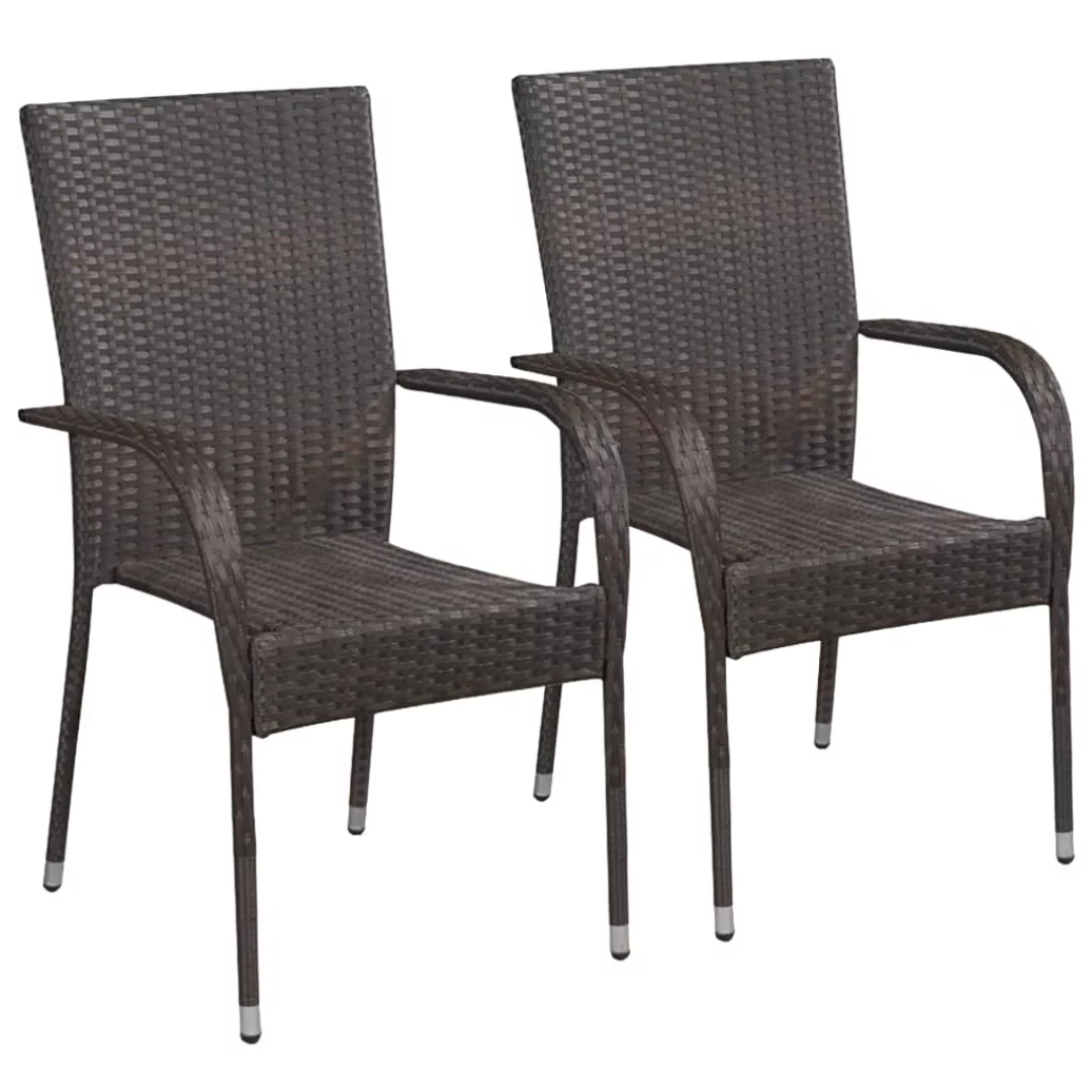 3-tlg. Garten-essgruppe Poly Rattan Braun günstig online kaufen