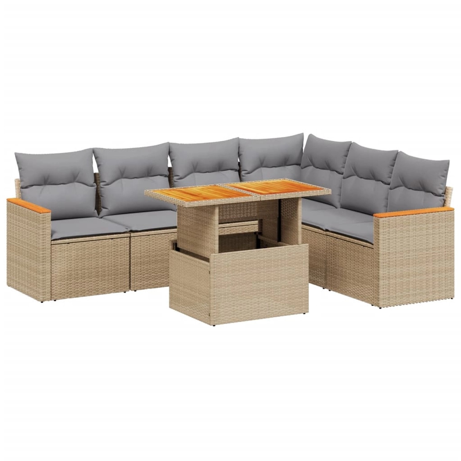 vidaXL 7-tlg Garten-Sofagarnitur mit Kissen Beige Poly Rattan Modell 363 günstig online kaufen