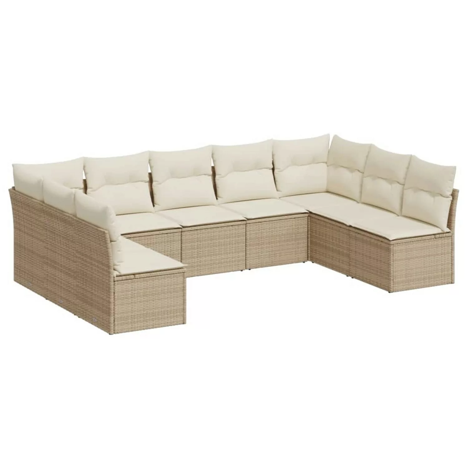 vidaXL 9-tlg Garten-Sofagarnitur mit Kissen Beige Poly Rattan Modell 8 günstig online kaufen