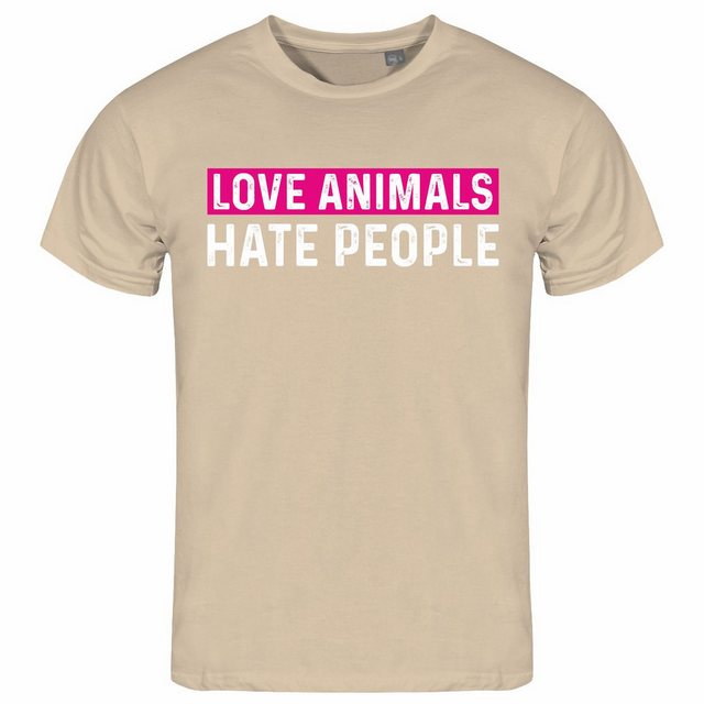 deinshirt Print-Shirt Herren T-Shirt Love Animals hate People pink Funshirt günstig online kaufen